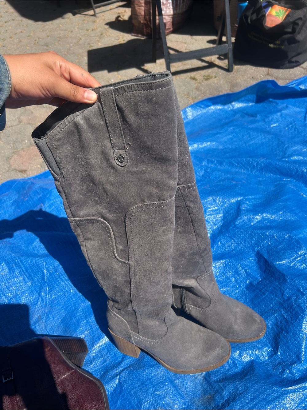 Women's Gray Suede Knee-High Boots size 9
